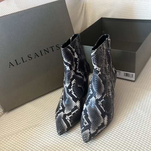 All saints snake embossed boots 8.5 M black/white - Picture 4 of 6